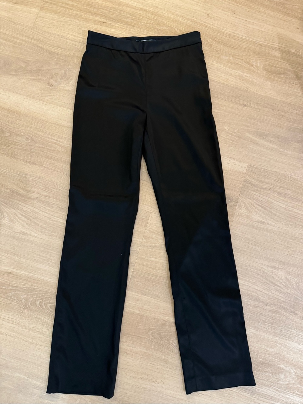 ANTONIO MELANI Black Straight-Leg Dress Trousers Satin/Silk